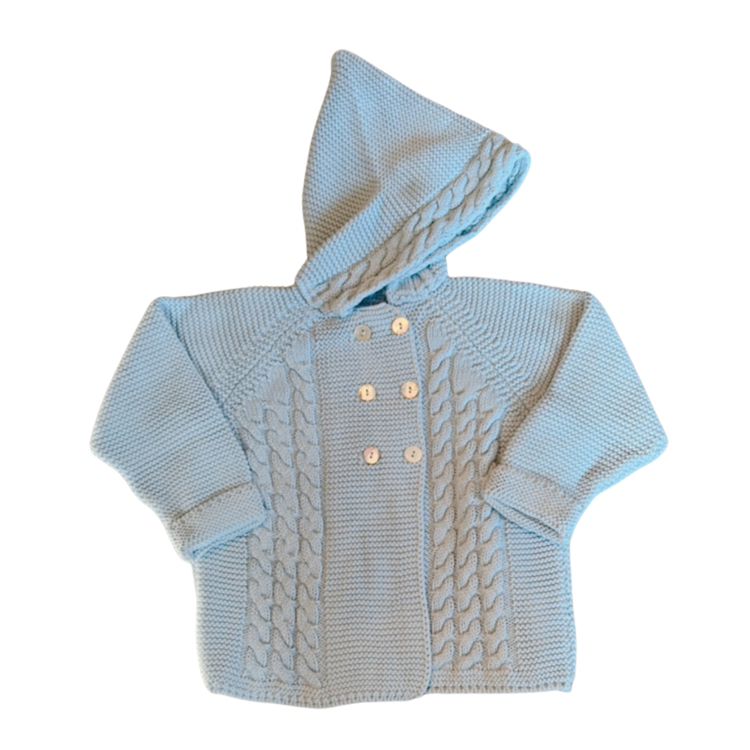 Blue Cable Knit Sweater Jacket
