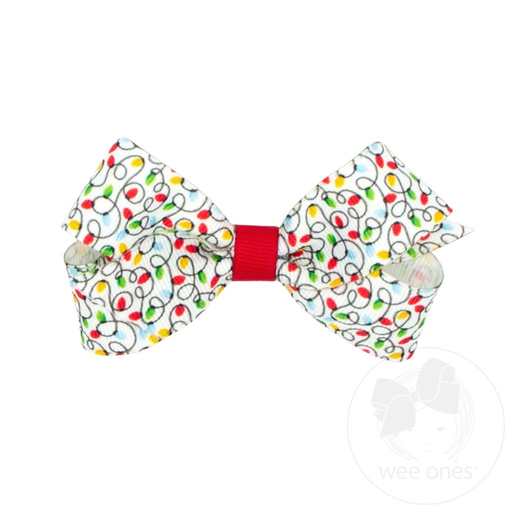Mini Christmas Grosgrain Bow- Lights