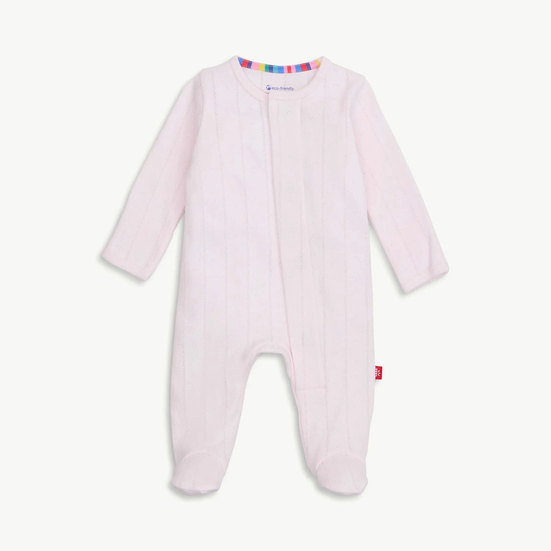 Magnetic Me- Love Lines Pink Pointelle Footie