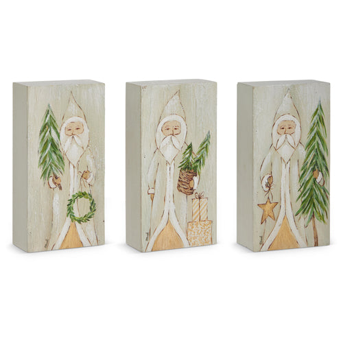 Natural Santa with Tree Wood Block