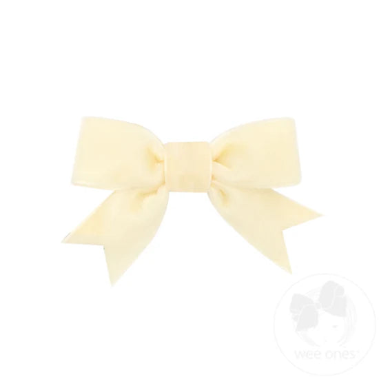Mini Velvet Bowtie with Fancy Tails- Ivory