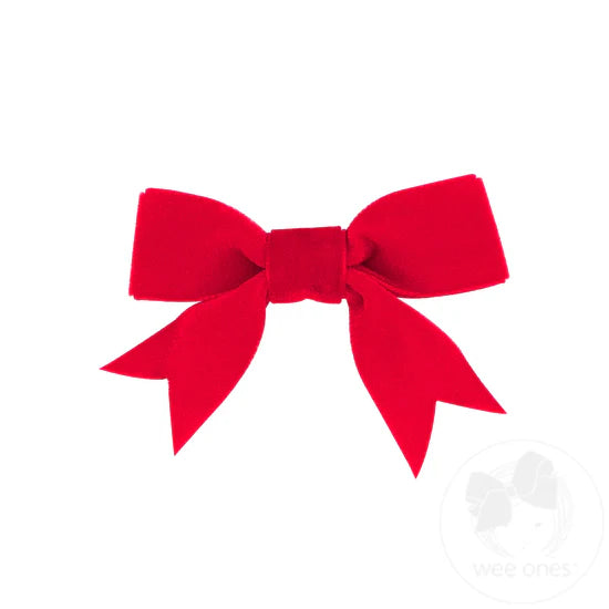 Mini Velvet Bowtie with Fancy Tails- Red