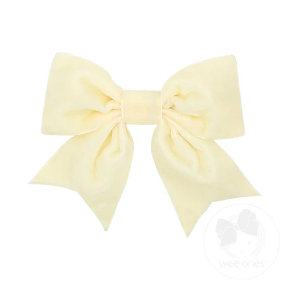 Small King Plush Velvet Bowtie With Tails- Ivory