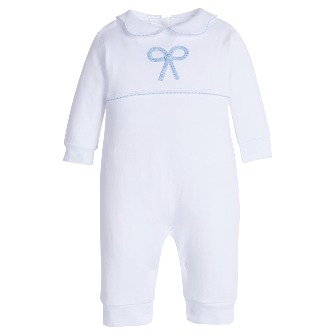 Crochet Playsuit- Blue Bow