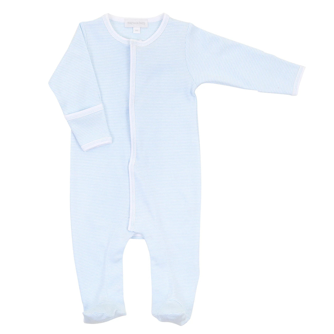 Magnolia Baby Blue Mini Stripe Footie
