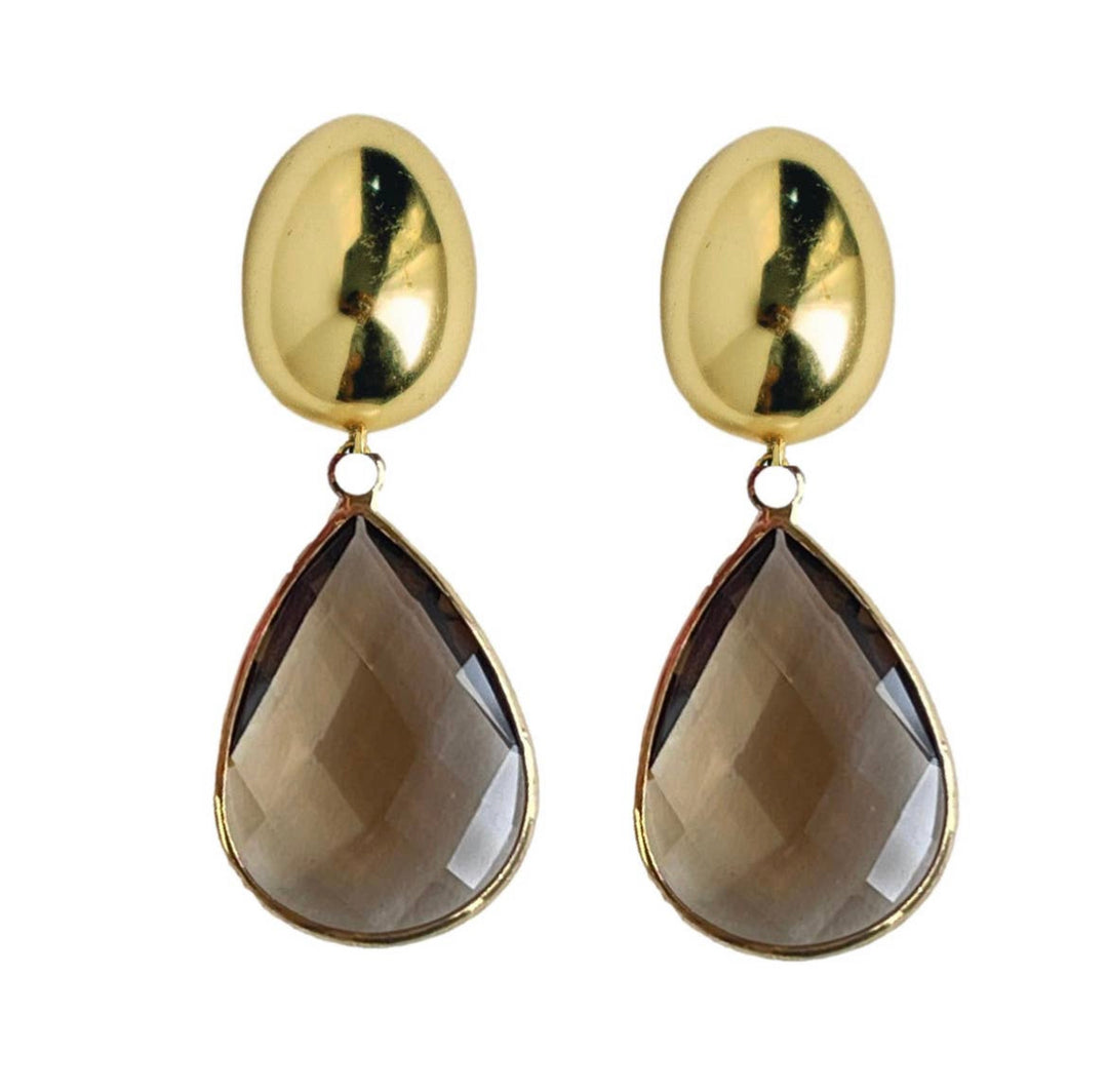 Chunky gold and brown drop earrings