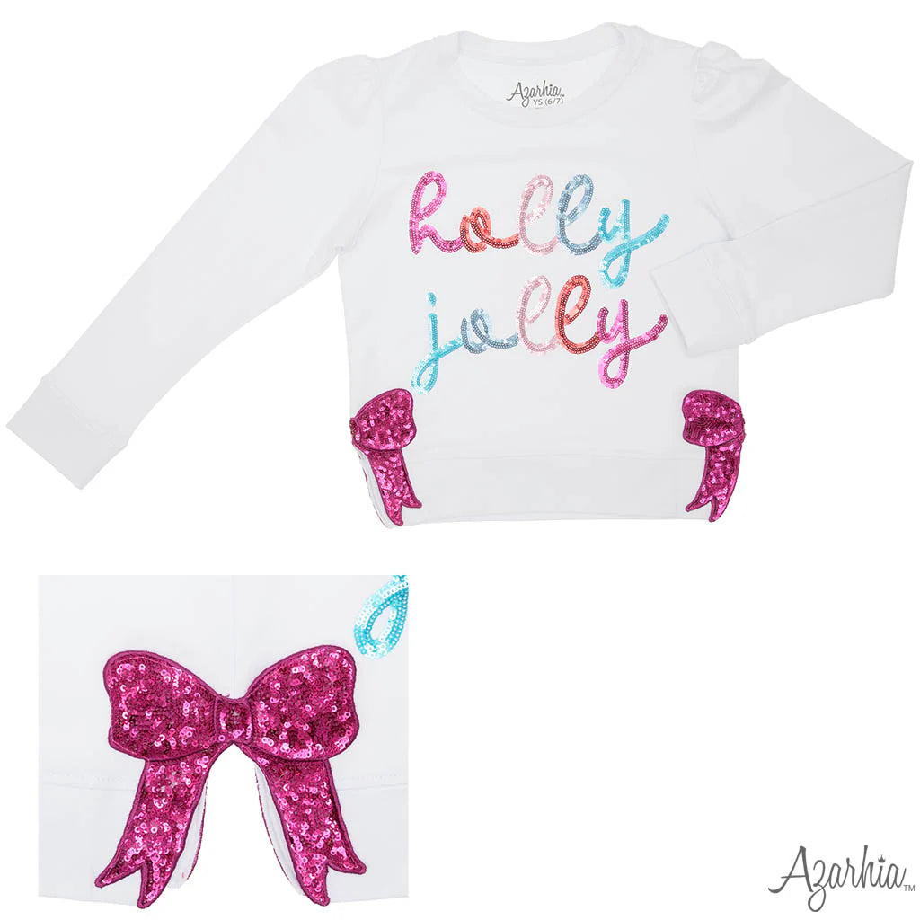 Sequin Holly Jolly Off White Top