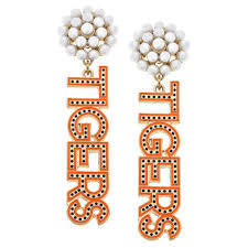 Auburn pearl cluster drop earrings