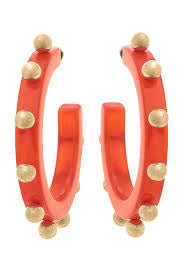 Studded hoop earrings- orange