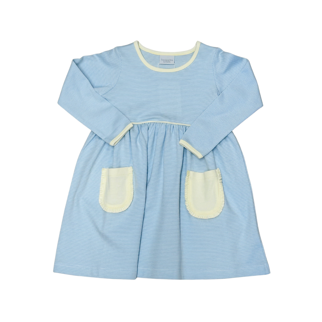 Knit Pocket Dress- Yellow/Blue