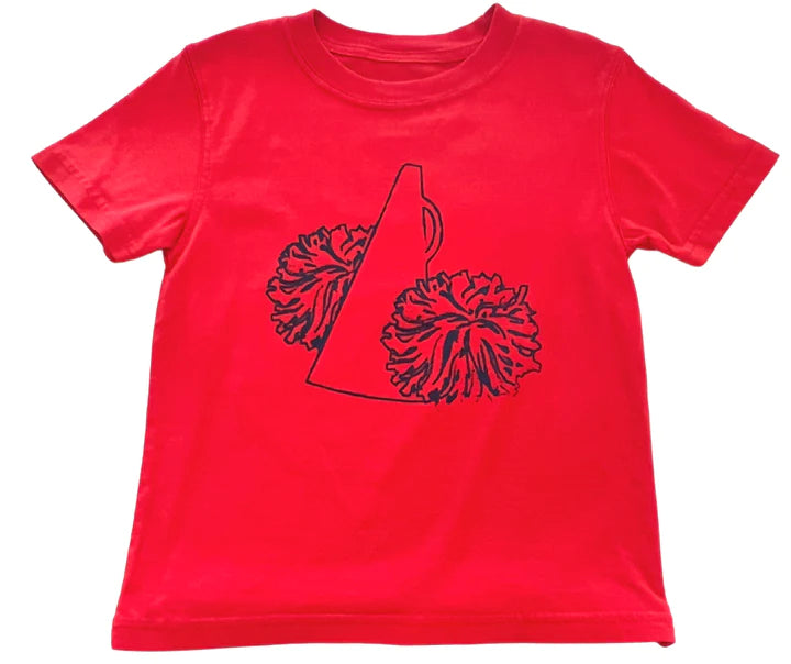 short sleeve red pom pom t-shirt