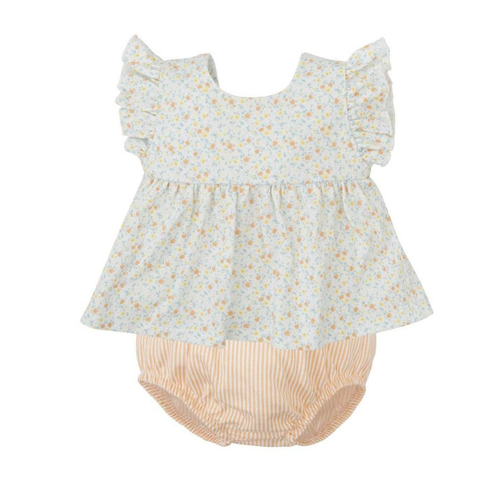 Sleeveless Floral Diaper Set- Orange