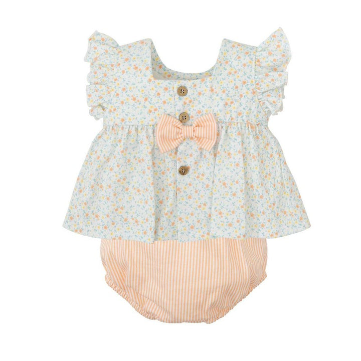 Sleeveless Floral Diaper Set- Orange