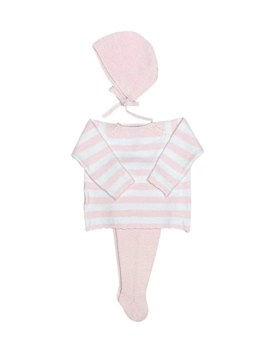Stripe Footed Set - Pink