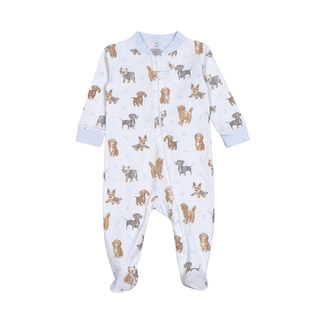 Blue Puppy Pals Zipper Footie