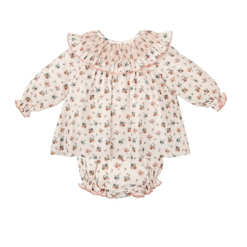 Fall Floral Ruffle Collar Dress