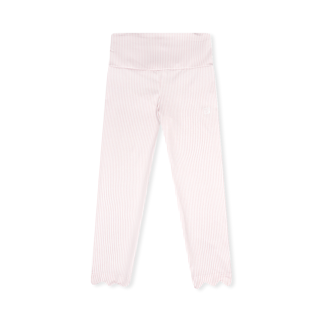 Sadie Scallop Legging- Pink Ministripe