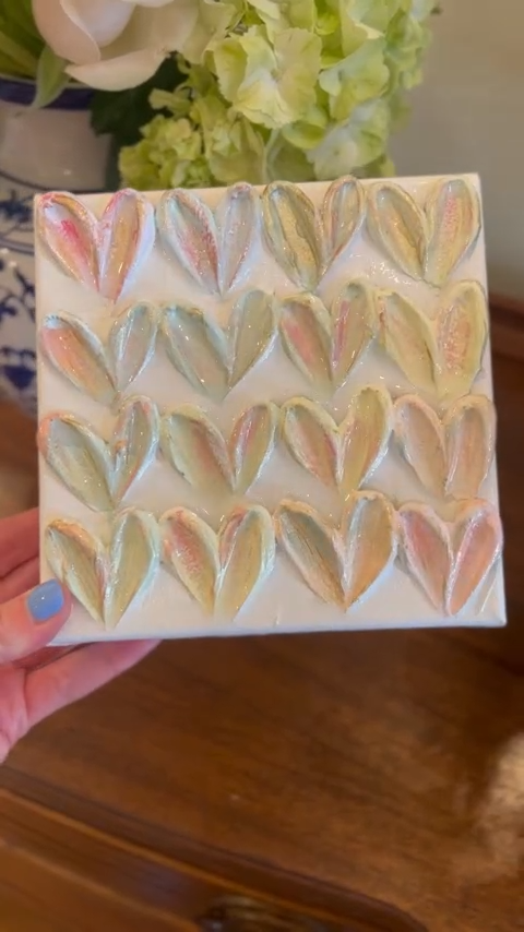 Canvas - 6x6 Inch Pastel Heart Painting