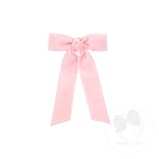 Tiny Velvet Streamer Tails- Light Pink