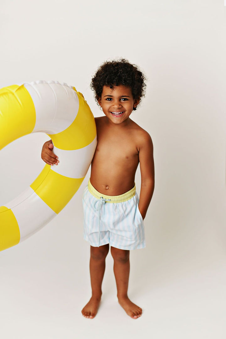 Boy Swim Suit- Blue / Yellow Stripe