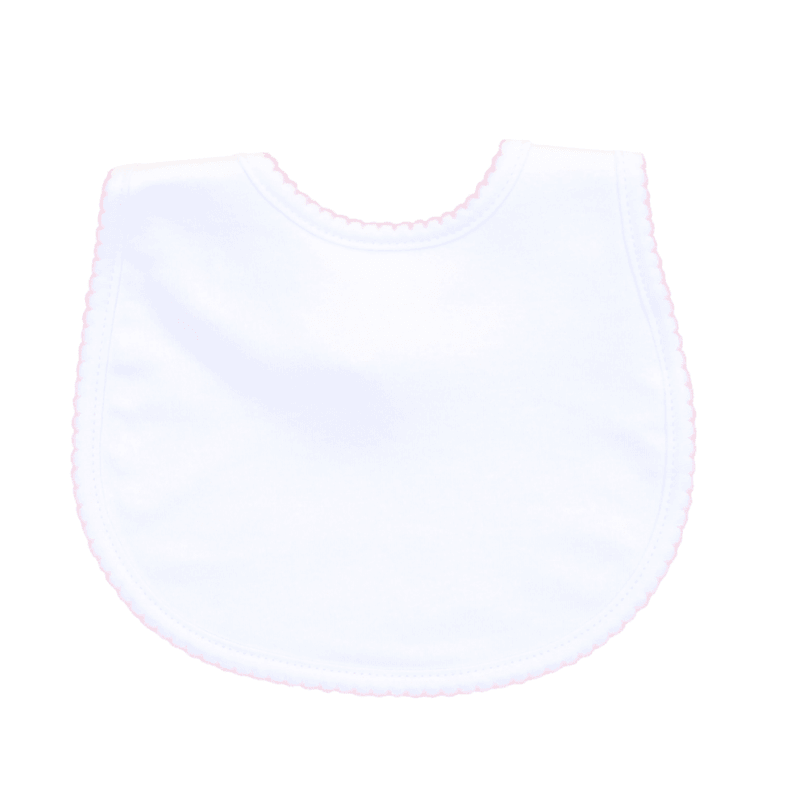 Magnolia Baby Bib- white with pink trim - The Orange Iris