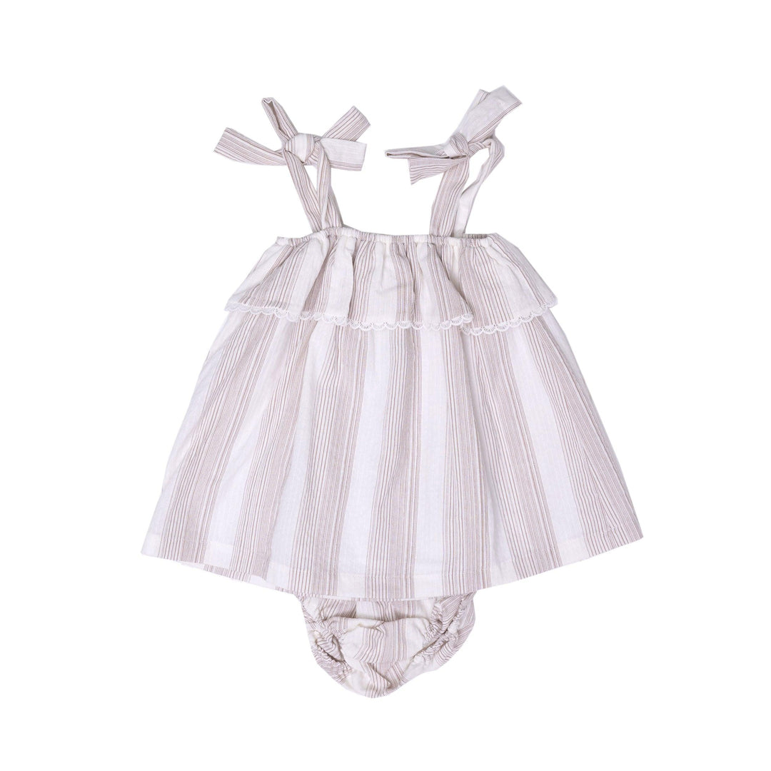 Elian tan striped Bloomer set - The Orange Iris