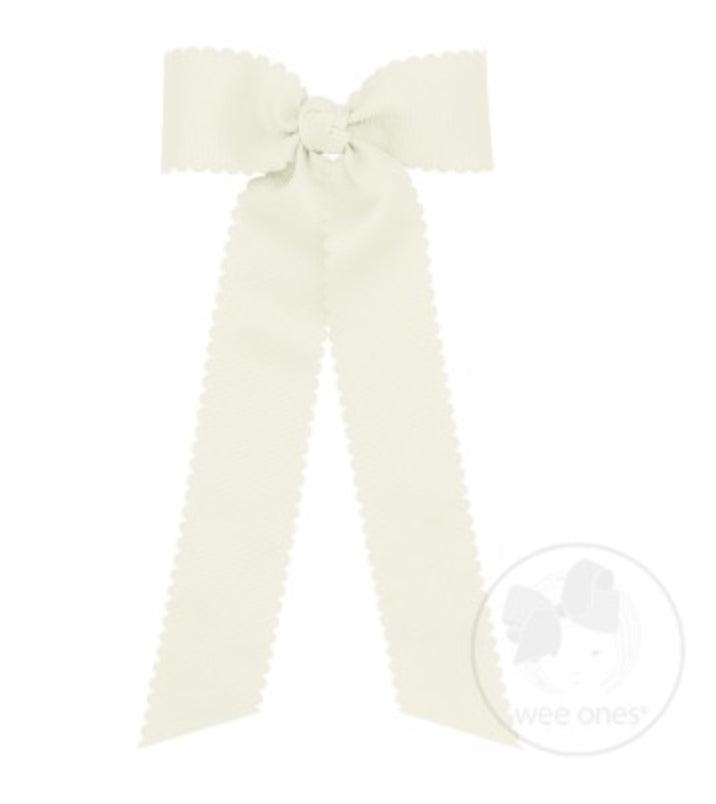 Wee Ones bow- medium scallop with tails (mult colors) - The Orange Iris
