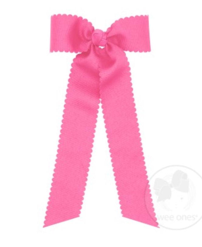 Wee Ones bow- medium scallop with tails (mult colors) - The Orange Iris