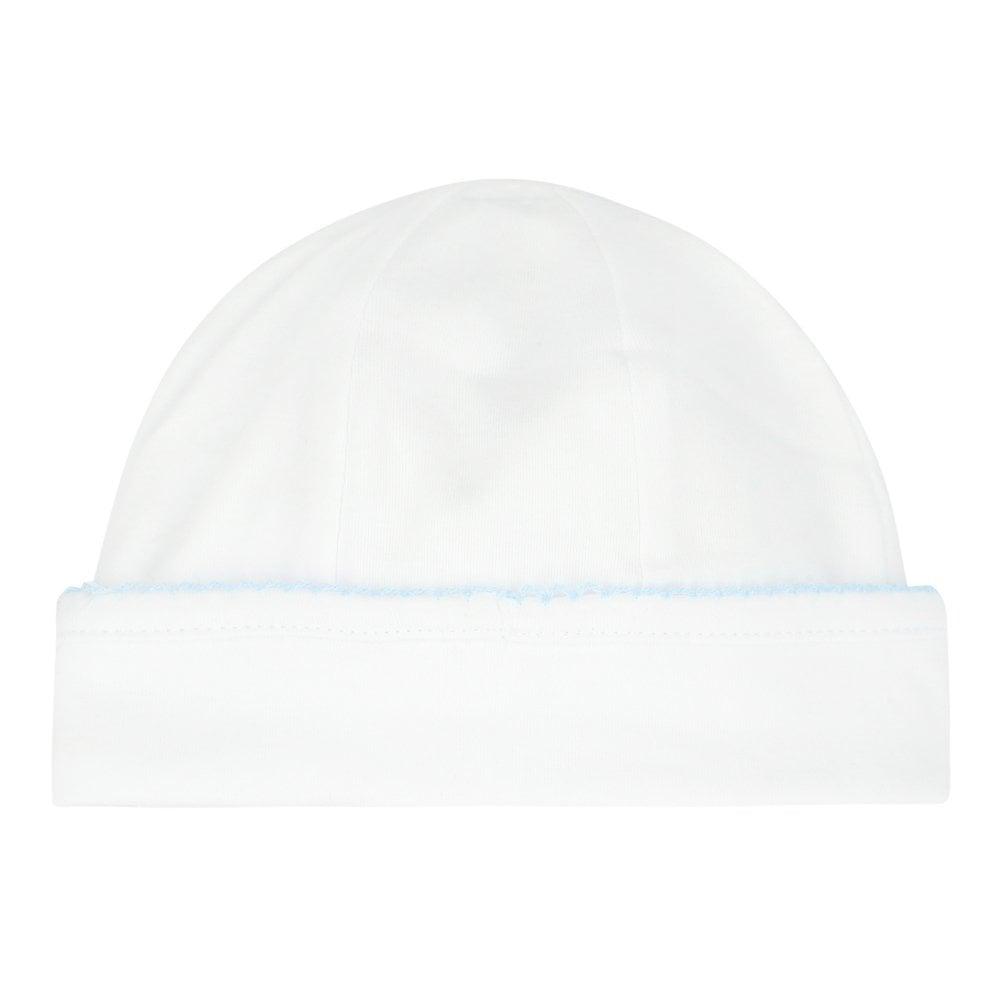 Magnolia Baby Hat- white with blue trim - The Orange Iris