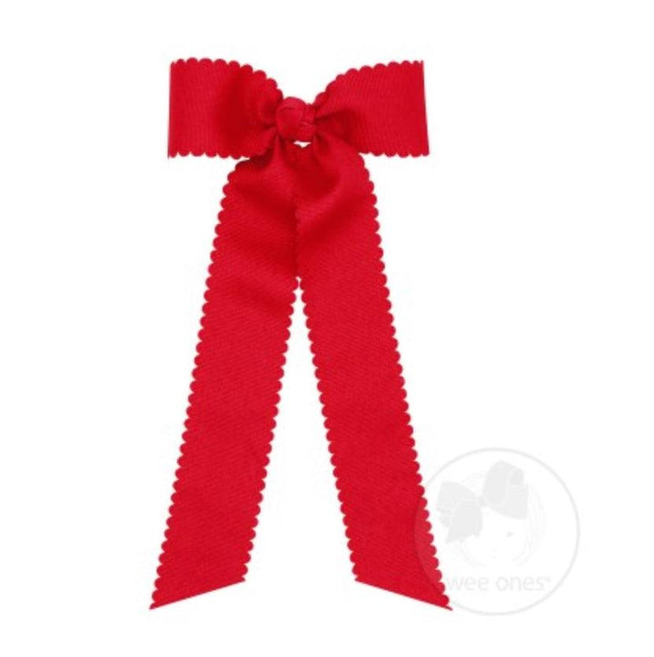 Wee Ones bow- medium scallop with tails (mult colors) - The Orange Iris