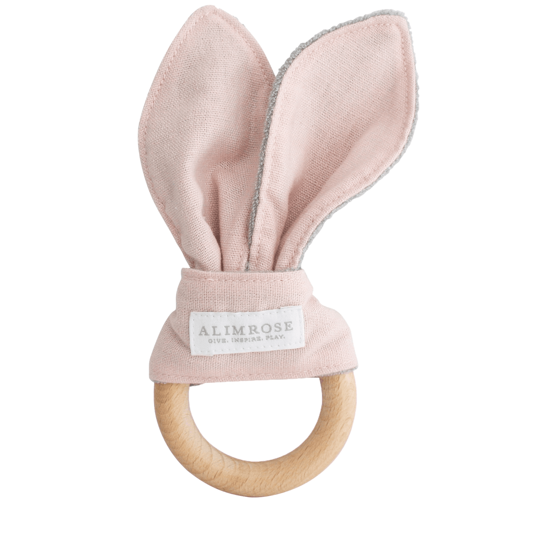 Bailey Bunny Teether- pink linen - The Orange Iris