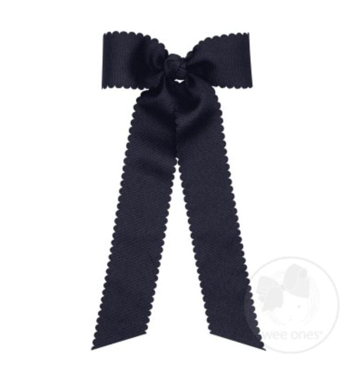 Wee Ones bow- medium scallop with tails (mult colors) - The Orange Iris