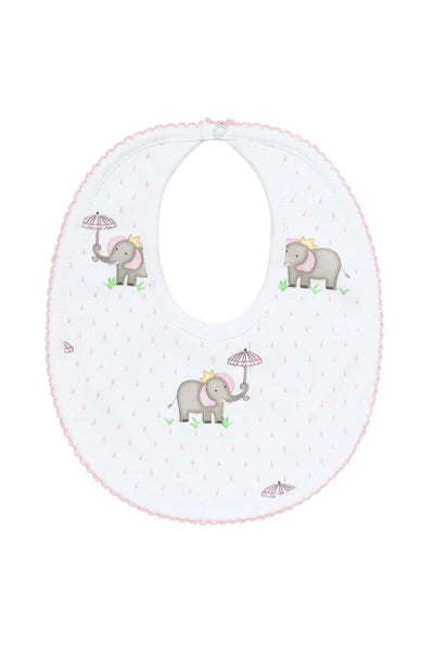 Pink elephant bib - The Orange Iris 