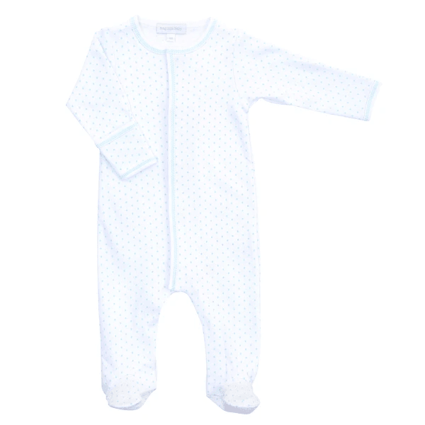 Magnolia Baby Blue Mini Dot Footie - The Orange Iris