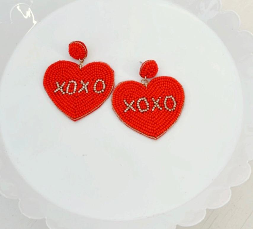Heart red XOXO earrings - The Orange Iris 