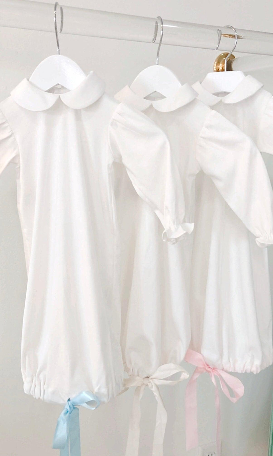 Knit baby gown with satin bow - The Orange Iris