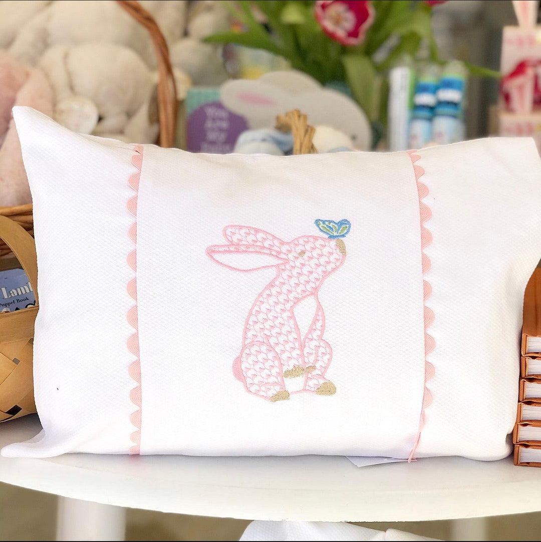 Pique Baby Pillow with Bunny Embroidery - The Orange Iris 