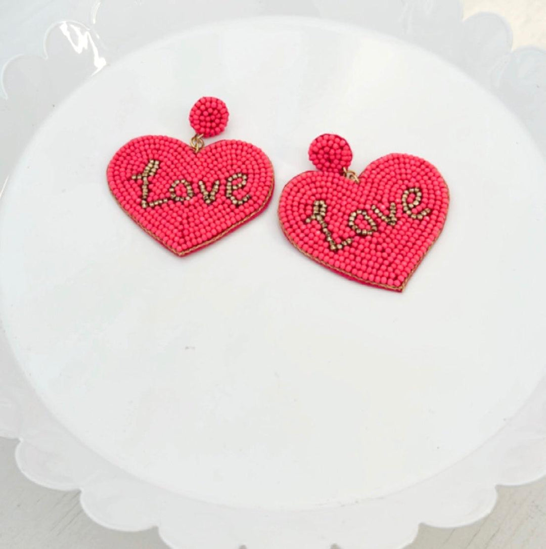 Heart bright pink Love earrings - The Orange Iris 