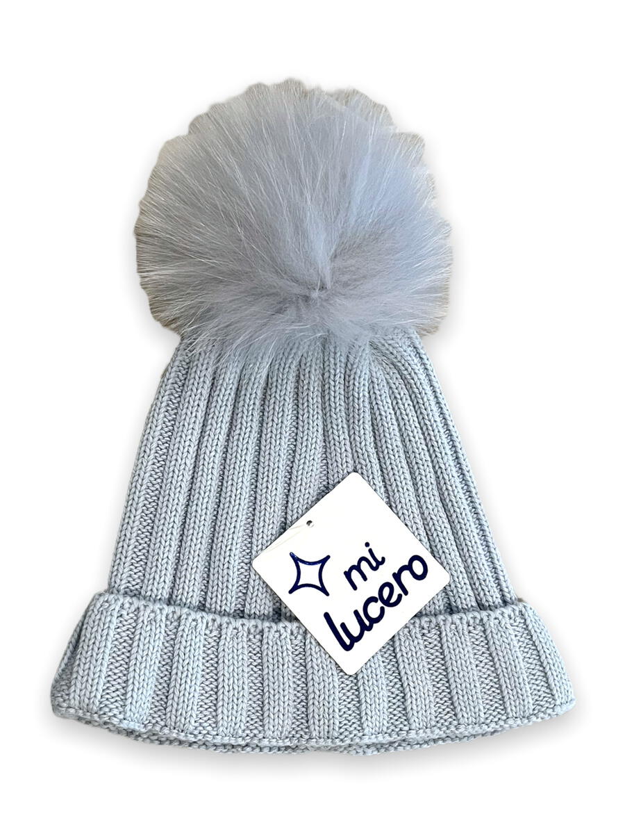 Toboggan Hat with Pom- Light Blue