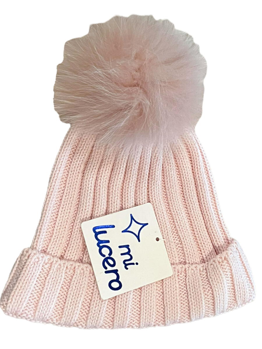 Toboggan Hat with Pom- Light Pink