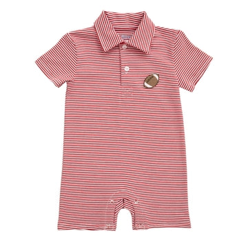 Red Stripe Football Romper