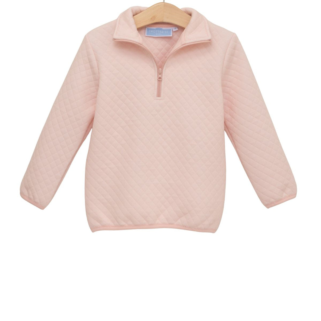 1/4 Zip Quilted Pullover- Pink