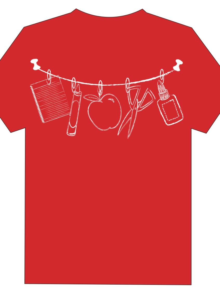 Red School Supplies Tee