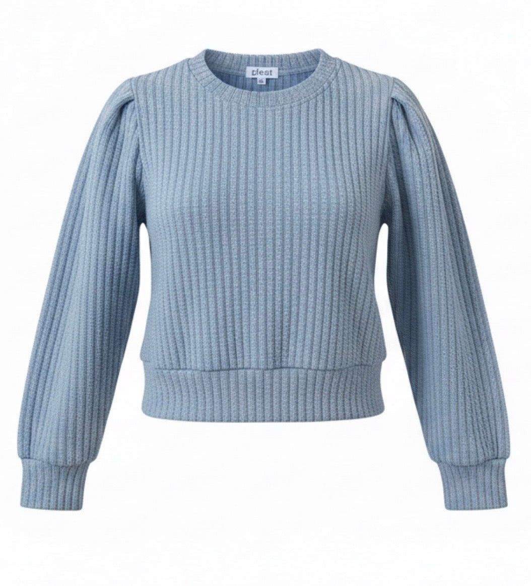 Jane Sweatshirt Textured French Blue
