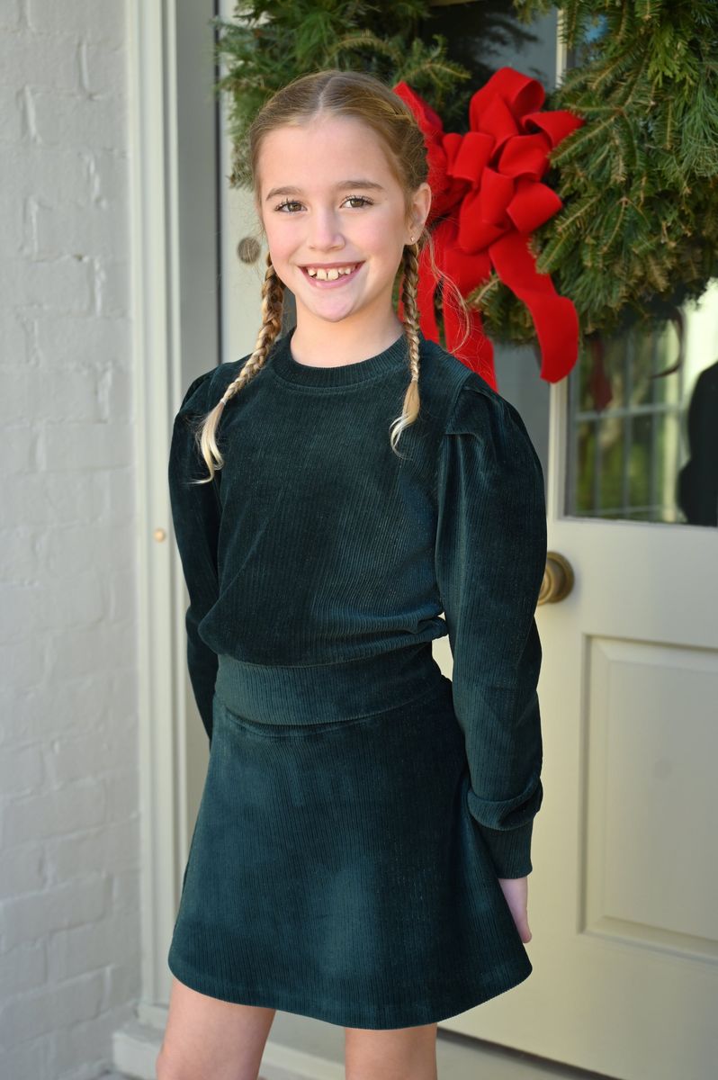 Peyton Top- Dark Green Velour