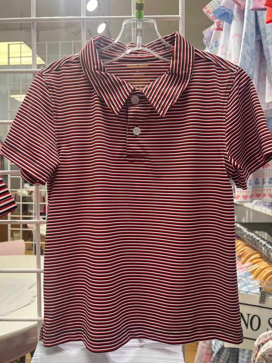 Performance Polo- Micro Stripe Red/Black/White