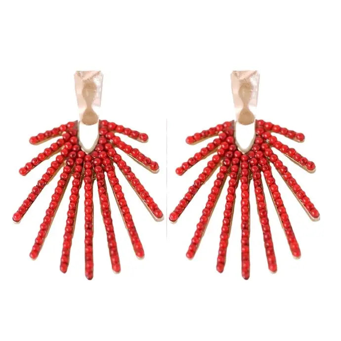 Starburst Earrings- Red