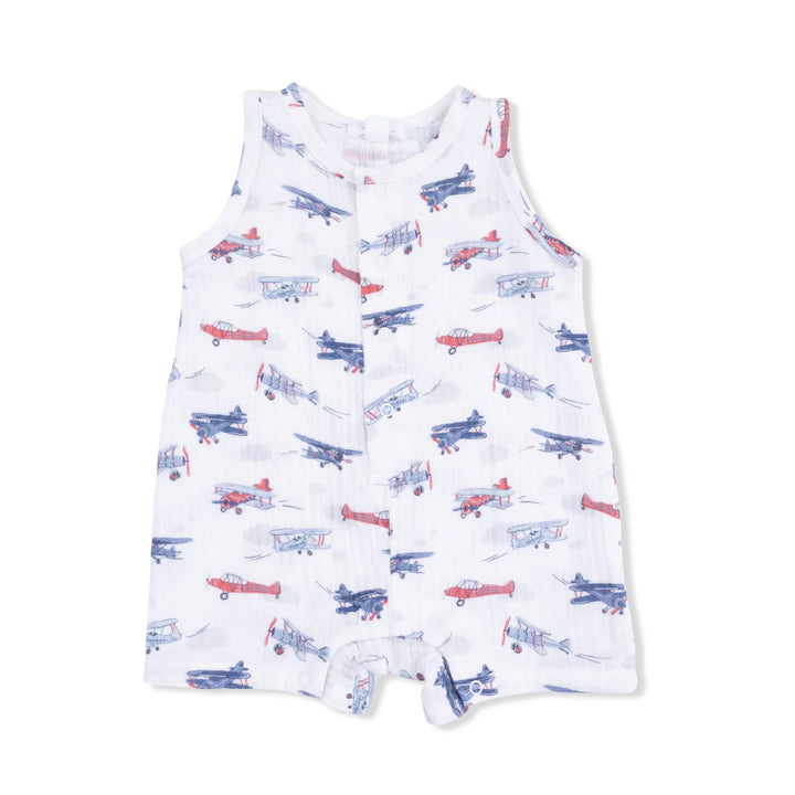 Vintage Planes Muslin Romper
