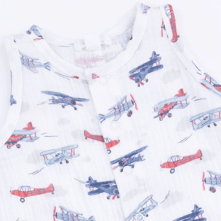Vintage Planes Muslin Romper