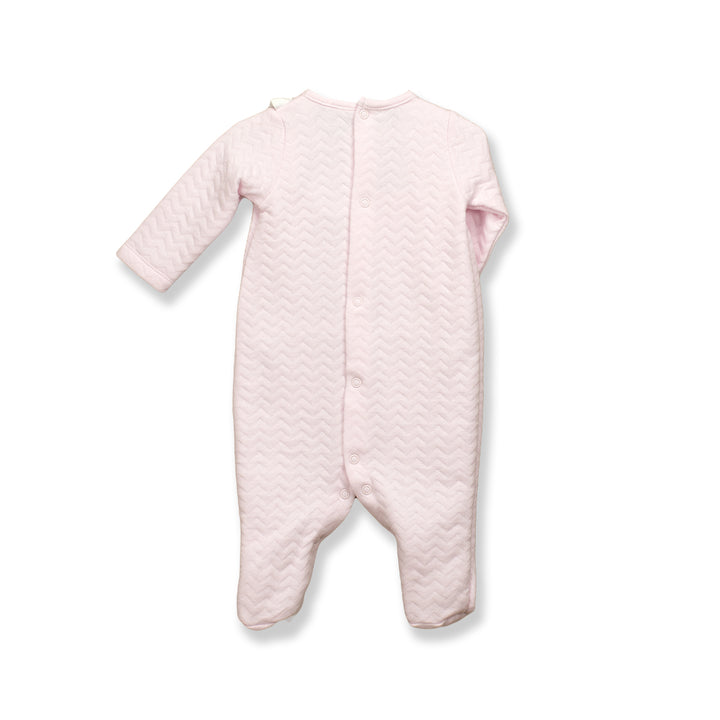 Lightweight pink footie with ruffle detail
